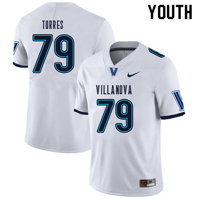 Youth #79 Nick Torres Villanova Wildcats College Football Jerseys Sale-White